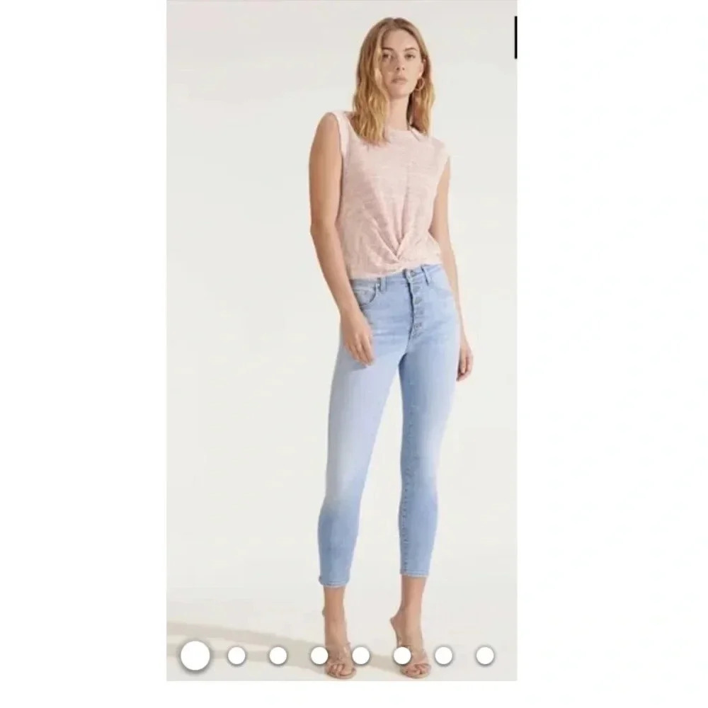 NEW VERONICA BEARD
Debbie High Rise Button Fly Skinny Denim Jeans in Pale Stone